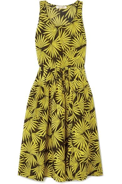 Shop Diane Von Furstenberg Printed Cotton And Silk-blend Voile Midi Dress In Yellow
