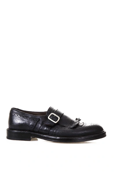 Shop Green George Fringed Leather Monk-strap In Blue
