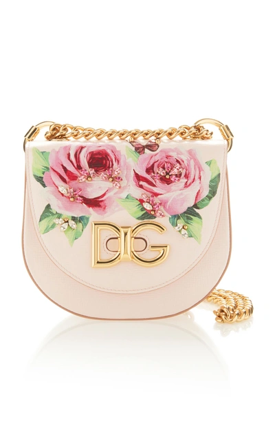 Shop Dolce & Gabbana Rose Printed Mini Leather Bag In Pink