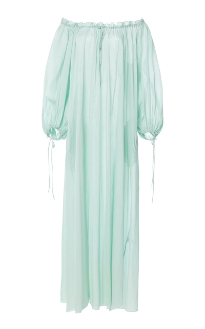 Shop Three Graces London New Almost A Honey Moon Maxi Dress In Blue