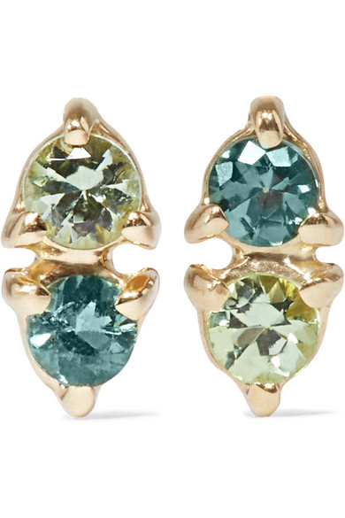 Wwake Two Step 14-karat Gold Tourmaline Earrings