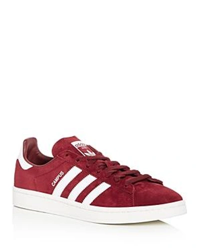 Shop Adidas Originals Men's Campus Nubuck Leather Lace Up Sneakers In Burgundy