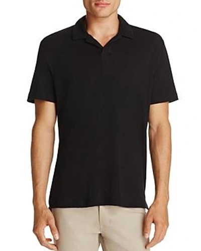 Shop Theory Open Collar Short Sleeve Polo Shirt In Black