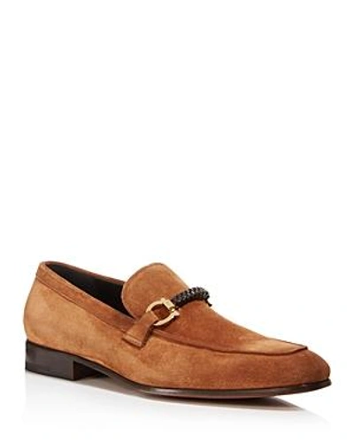 Shop Ferragamo Men's Cross Gancini Braided Loafers In Castoro