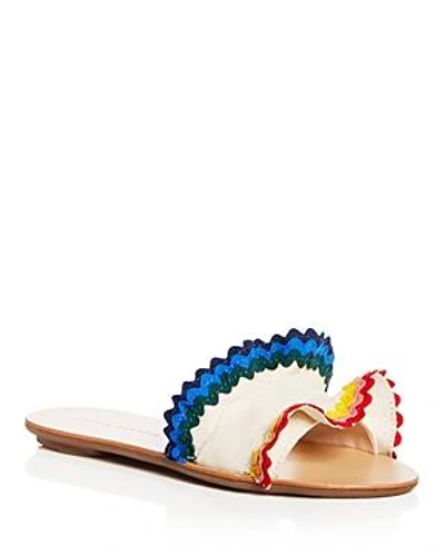 Shop Loeffler Randall Women's Birdie Ruffle Slide Sandals In Natural/rainbow