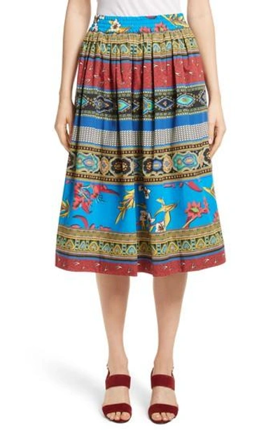 Shop Etro Floral Geo Print Cotton Skirt In Multi