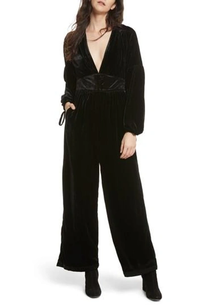 Shop Free People True Lovin Velvet Jumpsuit In Black