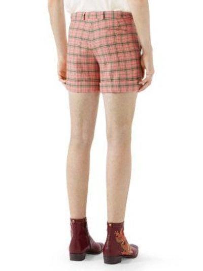 Shop Gucci Wool Check Shorts In Blush