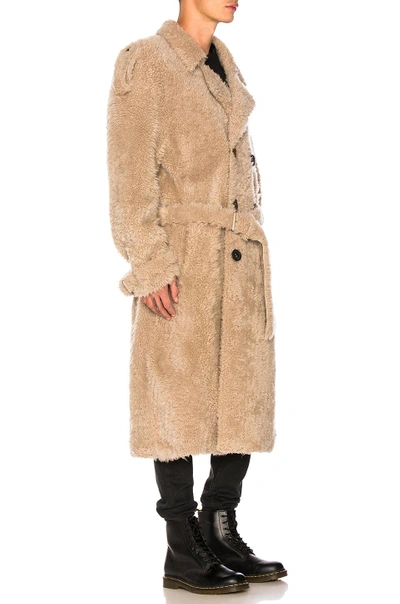 Shop Off-white Shearling Trench Coat In Beige