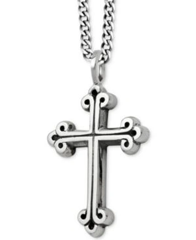 Shop King Baby Men's Cross Pendant Necklace In Sterling Silver