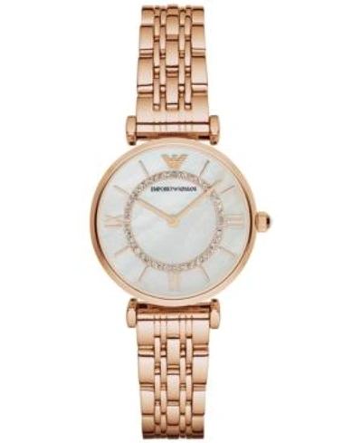 Shop Emporio Armani Women's Rose Gold-tone Stainless Steel Bracelet Watch 32mm Ar1909