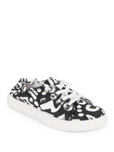 Shop Steve Madden Jane Glittered Lace-up Sneakers In Black White