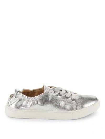Shop Steve Madden Jane Glittered Lace-up Sneakers In Black White