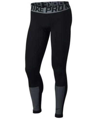 Shop Nike Men's Pro Warm Compression Leggings In Black