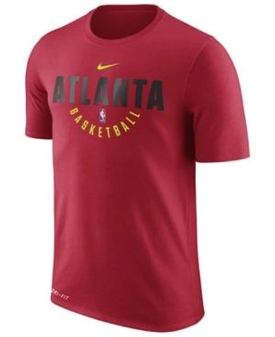 Shop Nike Men's Atlanta Hawks Dri-fit Cotton Practice T-shirt In Darkred