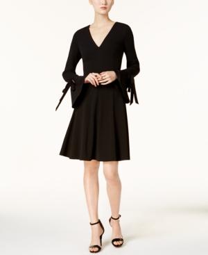 calvin klein bell sleeve black dress