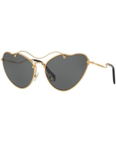 Shop Miu Miu Sunglasses, Mu 55rs In Gold Brown/grey Gradient
