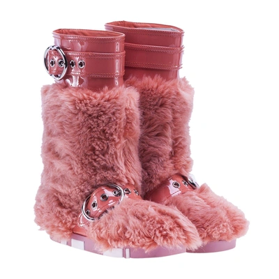 Shop Miu Miu Fur Boots In Orange