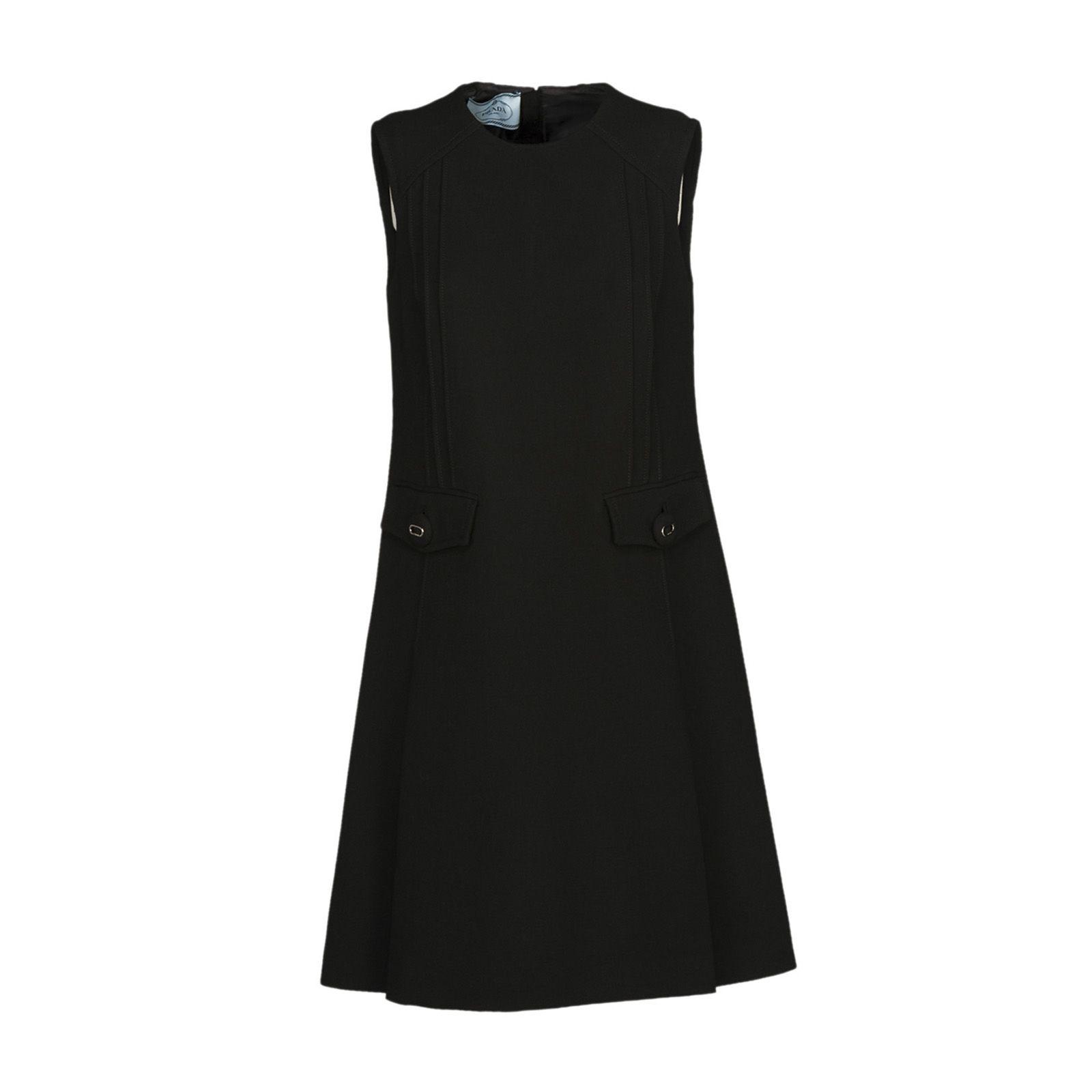 Prada Sleeveless Virgin Wool Dress, Blue In Black | ModeSens