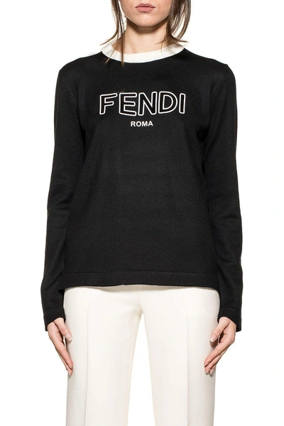 Shop Fendi Black-white Wool Pullover