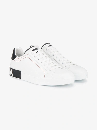 Shop Dolce & Gabbana White Portofino Leather Low Top Sneakers