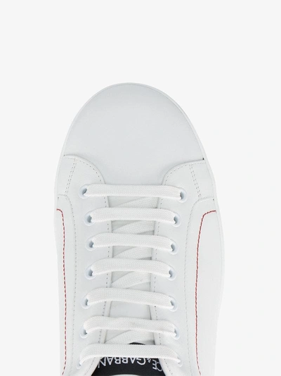 Dolce & Gabbana Portofino Leather Sneakers With Rubberized Logo Shoes In White