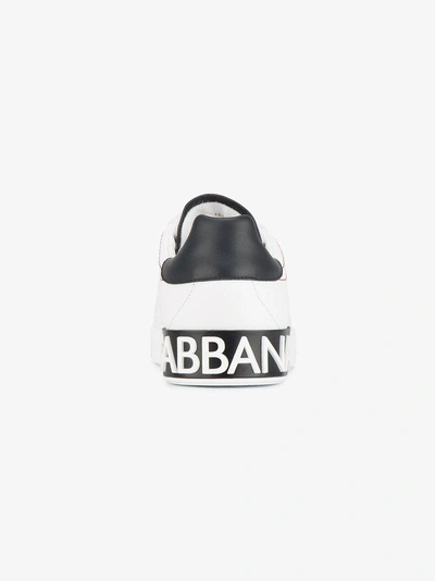 Dolce & Gabbana Portofino Leather Sneakers With Rubberized Logo Shoes In White