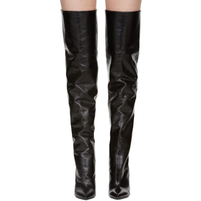 Shop Saint Laurent Black Leather Niki Over-the-knee Boots In 1000 Black