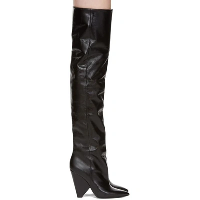 Shop Saint Laurent Black Leather Niki Over-the-knee Boots In 1000 Black