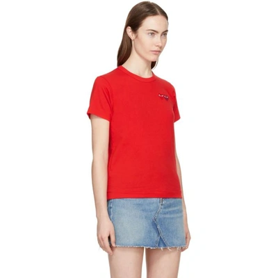 Shop Comme Des Garçons Play Red Double Heart T-shirt