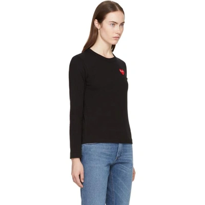 Shop Comme Des Garçons Play Comme Des Garcons Play Black Long Sleeve Heart Patch T-shirt