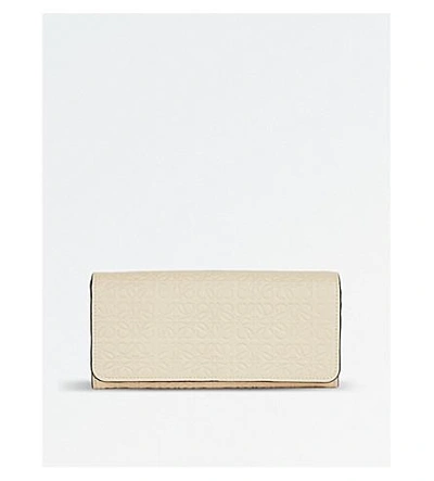 Shop Loewe Continental Logo-embossed Leather Wallet In Ivory