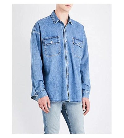 Fifth Collection Oversized Denim Shirt In Mid Blue