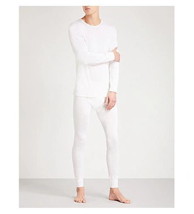 Shop Zimmerli Crewneck Wool And Silk-blend Pyjama Top In Off White