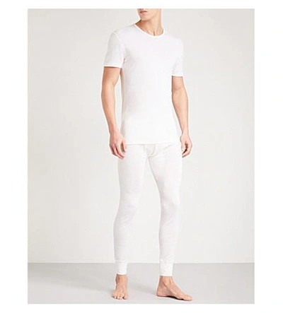 Shop Zimmerli Crewneck Wool And Silk-blend Pyjama T-shirt In Off White