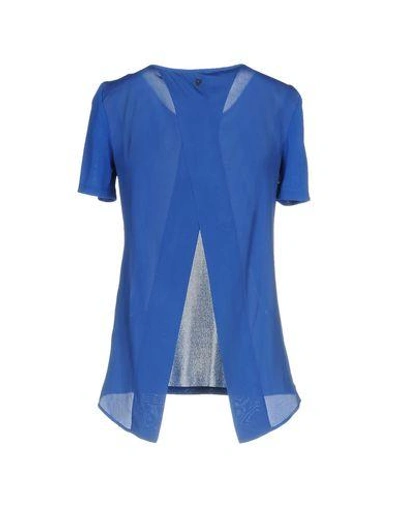 Shop Dondup Woman Top Blue Size L Viscose, Polyamide, Nylon, Silk