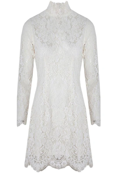 Shop Ganni Jerome Lace Mini Dress Egret In Cream