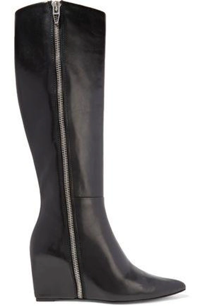 Shop Alexander Wang Woman Lea Leather Wedge Boots Black