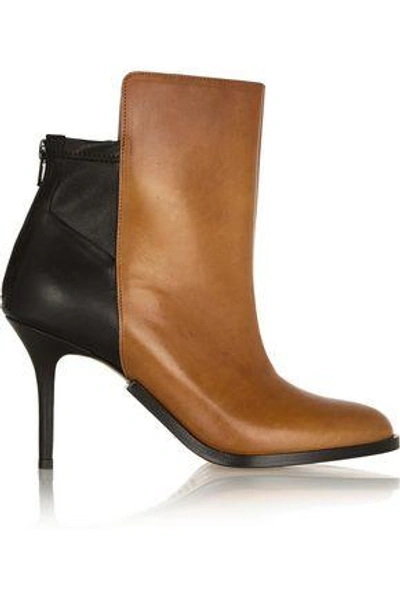 Shop Maison Margiela Woman Two-tone Leather Ankle Boots Brown