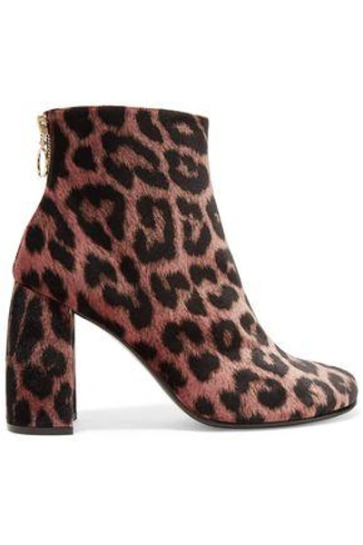 Shop Stella Mccartney Woman Leopard-print Velvet Ankle Boots Animal Print