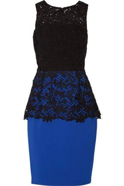 Shop Sachin & Babi Woman Carolina Lace And Stretch-cady Dress Royal Blue