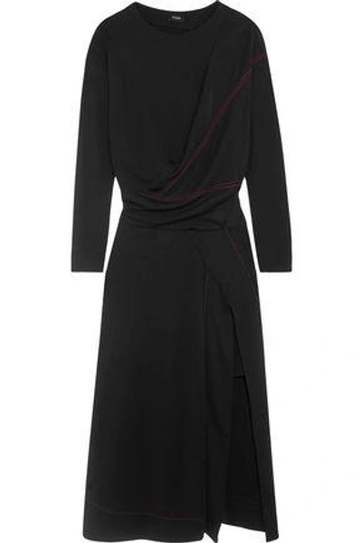 Shop Atlein Woman Stitched Jersey Midi Dress Black