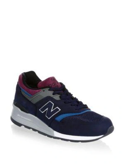 Shop New Balance 997 Made In Us Suede Sneakers In Navy