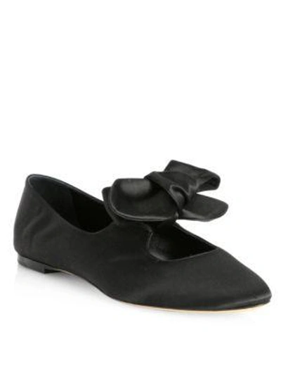 Shop The Row Satin Bow Ballet Flats In Black