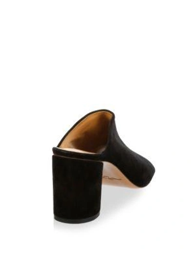 Shop Robert Clergerie Caren Mid-heel Leather Mules In Black