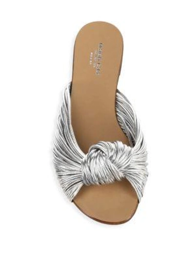 Shop Michael Kors Serena Leather Slides In Silver