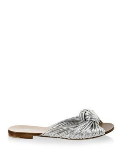 Shop Michael Kors Serena Leather Slides In Silver