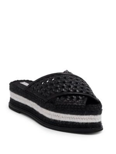 Shop Stella Mccartney Wicker Flatform Slides In Black