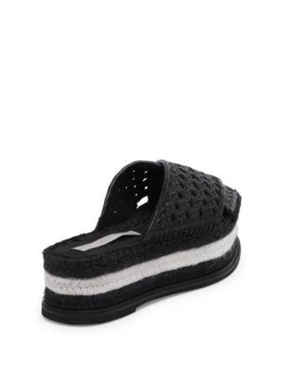 Shop Stella Mccartney Wicker Flatform Slides In Black