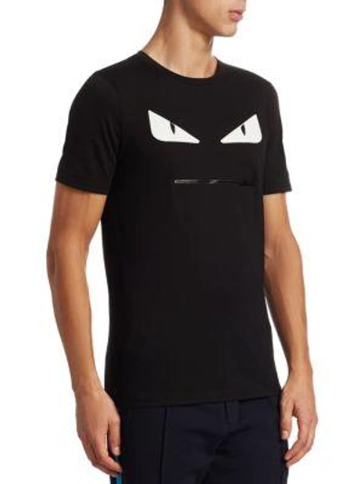 Shop Fendi Monster Zip Mouth T-shirt In Black